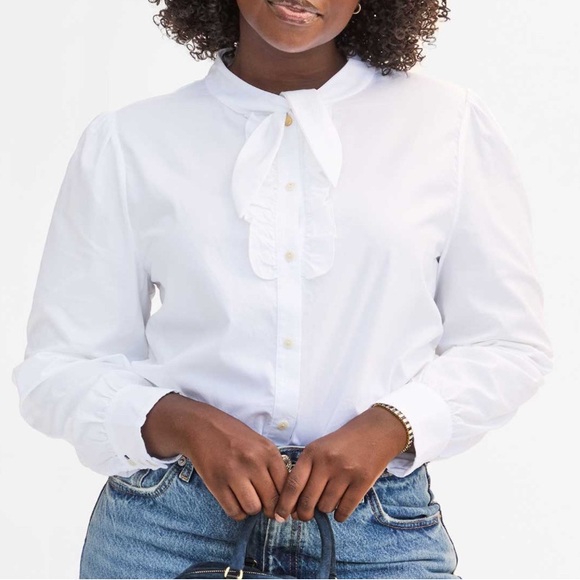 Clare V Pia Blouse White Cotton Oxford - Size M NWT - Picture 4 of 4